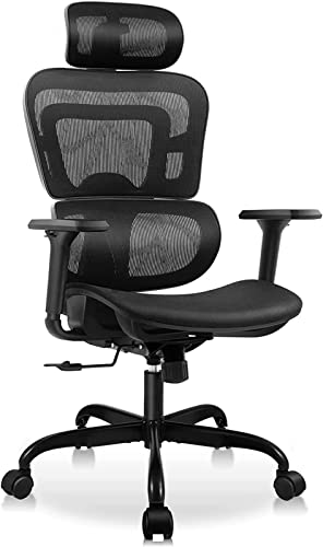 Ergonomischer Bürostuhl, KERDOM Atmungsaktiver Mesh Schreibtischstuhl, Lendenwirbelstütze Computerstuhl mit hochklappbaren Armen, Höhe Home Gaming Stuhl Cover