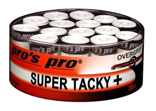Generisch Overgrip Super Tacky Plus Tape - Juego de 30 bandas de agarre para tenis, color blanco