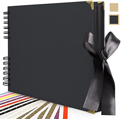 Photo Album Scrapbook 100 Pages(8.3x11.6in) Personalized, Hardcover Black Page Scrapbook Journals Blank Handmade Memory Book