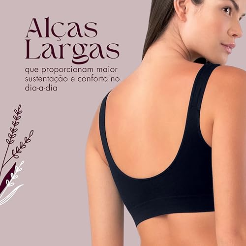 Kit 3 Top Regata Sem Costura Alças Fixas Sem Bojo Anatômico She by Mash Feminino Adulto, 1 Branco -