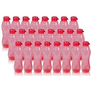Wonder Plastic Slim Fridge Bottle Set, 24 Pc Bottle, 1000 ml, Red Color, Made in India