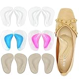 Gel Arch Support Cushions for Men & Women, Shoe Insoles for Flat Feet, Reusable Arch Inserts for Plantar Fasciitis, Adhesive Arch Pad for Relieve Pressure and Feet Pain- 6 Pairs