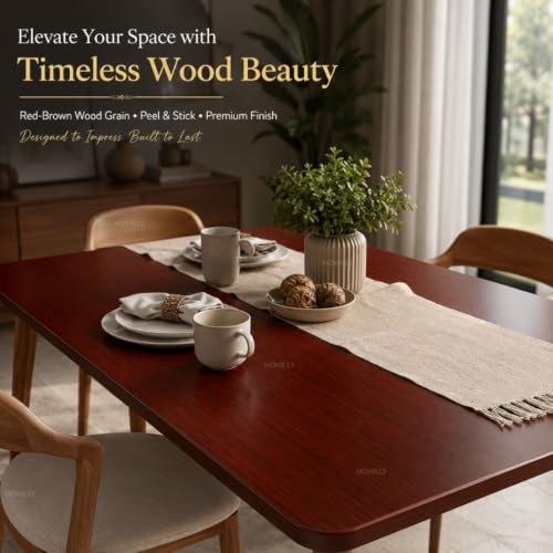 Image of HOME13 Wood Contact Paper Peel and Stick Wood Grain Wallpaper for Countertops Self-Adhesive Removable Waterproof Brown Vinyl Wall Paper for Furniture Kitchen(24x168 Inch)