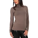Länge ca. 60cm Mellice - Damen Langarm Shirt Rollkragen - 020 (M/L, Cappuccino)
