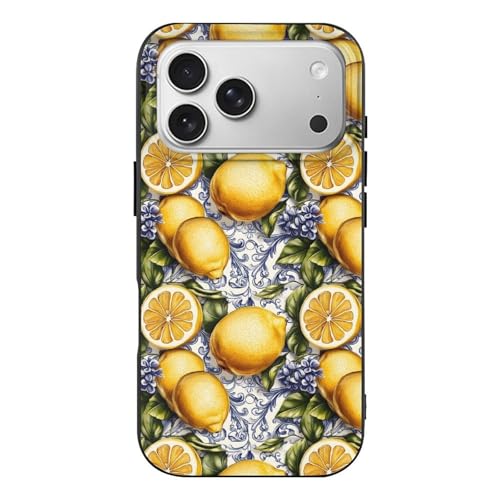 Buewutiry Funda compatible con iPhone 17 Pro, delgada y resistente de 6.3 pulgadas, TPU con patrón de estampado de limón, compatible con iPhone 17 Pro, funda protectora delgada, antiarañazos, a prueba