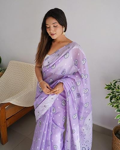 Image of Flosive Women's Woven Cotton Silk Saree With Unstitched Blouse Piece
