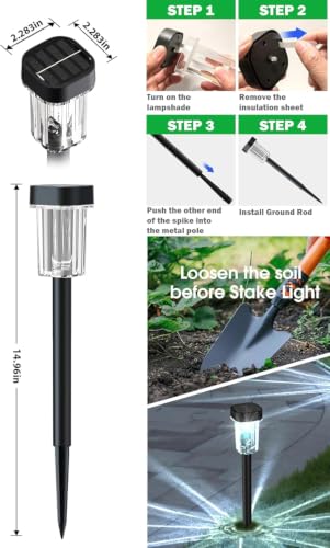 Image of BITPOTT Solar Pathway Lights Outdoor Waterproof Bright Garden Lights Solar Powered Auto On /Off, Dusk to Dawn Up to 12 Hrs Solar Landscape Lights for Yard Lawn (T58 Square Lawn Light (White), Pack 8)