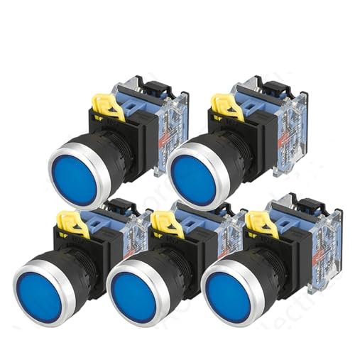 Interrupteur à bouton-poussoir 22 mm LA38A-11BN bleu à verrouillage pour tableau électrique