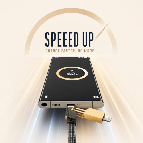 Image of 120W 4-in-1 Fast Charging Braided Universal Cable, USB-A to I, USB-A to Type-C, Type-C to Type-C & Type-C to I, Compatible with iPhone, Samsung Galaxy, OnePlus, Xiaomi & Android Devices