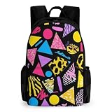 Backpack Bookbag Casual Daypack Backpack for Travel Outdoor College for Men and Women (Black Retro 80s 90s)