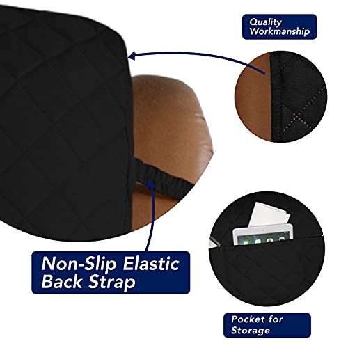Image of PureFit Reversible Quilted Oversized Recliner Sofa Cover, Water Resistant Furniture Protector, Washable Couch Cover with Elastic Straps for Kids, Pets (Large, Black /Black)