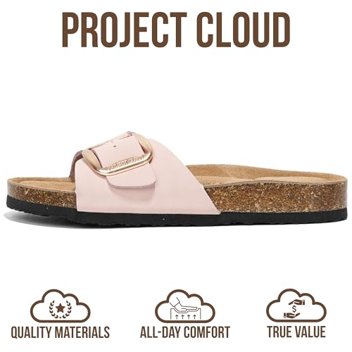 Image of Project Cloud 100% Genuine Leather Sandals Women Dressy Beach Essentials Slides for Women Footwear - Lightweight with Memory Foam Insole Sandals for Women 2026 - Womens Slides