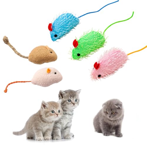 LQIOACU 5 Pezzi Topolino Per Gatti, Topo Peluche, Topo Finto, Topini Gioco Gatto, Topo Giocattolo Per Gatti, Topi Giocattoli Per Gatti