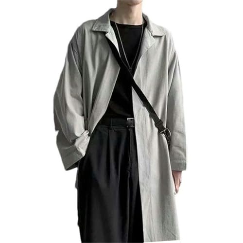 Trench-coat cape hommes couleur unie à revers col V vêtement de rue décontracté minimaliste