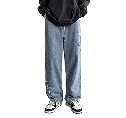 YEOU Men's Streetwear Jeans Y2K Star Hip Hop Jeans Casual High Waisted Wide Leg Baggy Embroidery Harajuku Denim Pants3