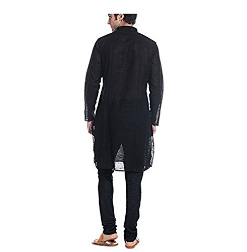 Kurta Pyjama Homme Lin Noir Ensemble Traditionnel L