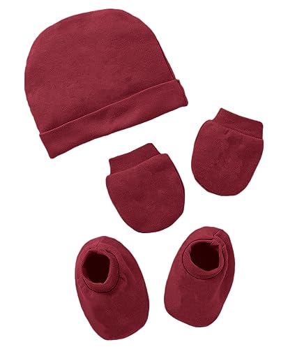 NOTWILD New Born Kids Winter Cap with Mitten and Bootie Set for Unisex Newborn Babies Winter wear Toddlers Combo Pack
