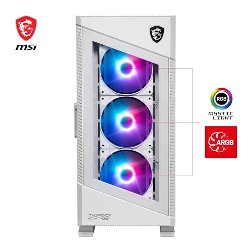 MSI MPG Velox Boîtier PC Gaming : ARGB Support Vertical pour Carte Graphique aérations latérales Compatible radiateur 360mm Type C Panneau en Verre trempé jusqu'à 7 Ventilateurs - vue 2