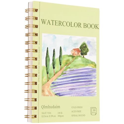 5x7.5 Inch Spiral Watercolor Paper Pad - 30 Sheets 140lb/300g Acid-Free Artist Paper | Tear-Line Perforated Pages for Framing & Mixed Media |Watercolor Art Journaling (Adults Students Travel)