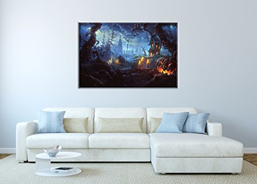 Nan Wind Pumpkin Lantern In Dark Creepy Forest With Dark Clouds Haunted House Painting Halloween Wall Art Painting Pictures Festival Art Print Print On Canvas Art The Picture For Home Modern Decor #TOP3