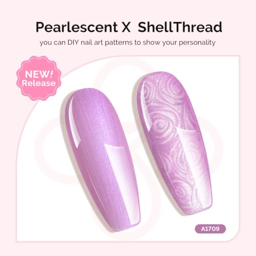 Image of MelodySusie Lavender Purple Pearl Gel Nail Polish,0.5fl oz Soak Off UV LED Drawing Shimmer Gel Polish Soak Off Swirl Shell Thread Effect Gifts for Women Nail Art Manicure Salon DIY Nail Design-A1709