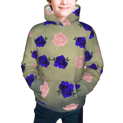 Vintage Rose Boy, Girls Sports Shirt Youth Pullover Fashion Hooded Sweatshirt