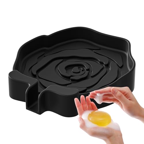 Portasapone - Vassoio Spugna in Silicone | Saponiera Decorativa a Rosa con Scolapiatti Per Cucina Bagno Esterno e Viaggi
