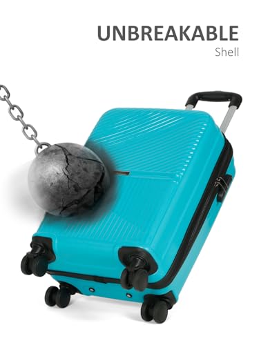 Image of Teakwood Small Size 8 Wheels Trolley Bag, Hard Cabin with Zipper Closure, Adjustable Push Button & Cross Side Strap, Number Lock System 360 Degree (Small, Aqua Green)