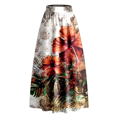 Womens Flowy Boho Floral Maxi Skirt Fall Casual High Waisted Mopping Floor Length A Line Long Skirts with Pockets2