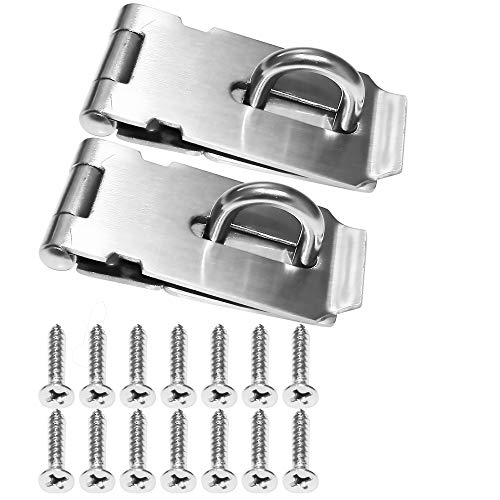 Image of Padlock Hasp 3.2 Inch Safety Door Bolt Gate Latches Padlock Hasp Stainless Steel Brushed Finish Door Buckle Clasp, 2 Pack (3.2 Inch 2Pack)