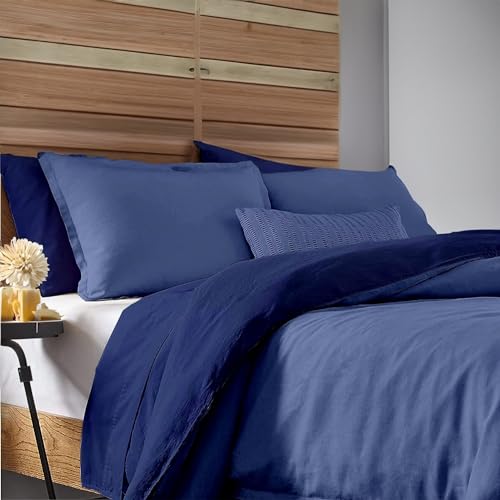 100% Egyptian Cotton 3 Pc Navy Blue Duvet Cover Queen High Thread Count by Bluemoon Homes - Used condition - US$61.69