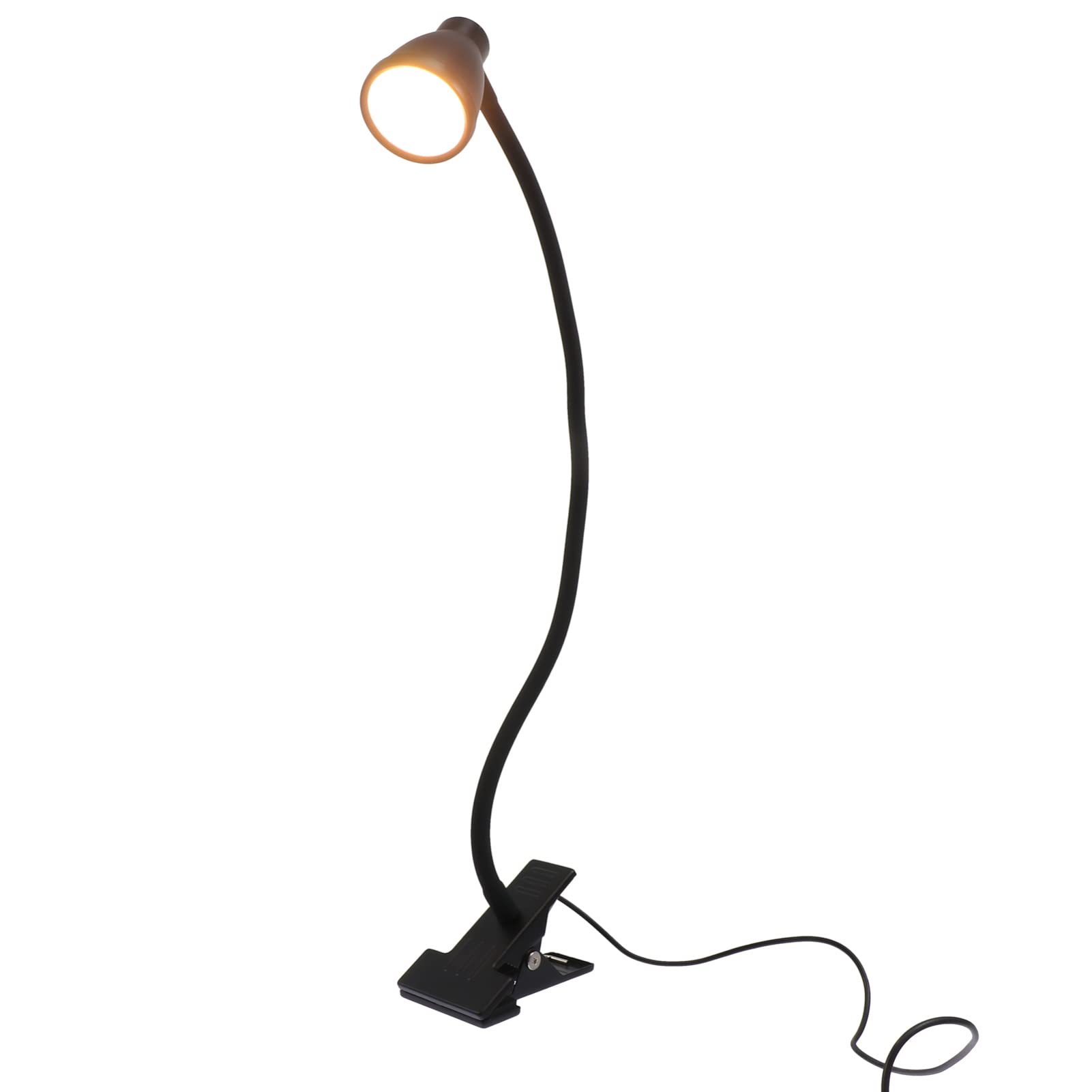BESTonZON LED Desk Lamp Clip Black with USB Cable Powered and Soothing Light, Iron and Aluminum Alloy Material, Minimalist Contemporary Design for Home and Scenes