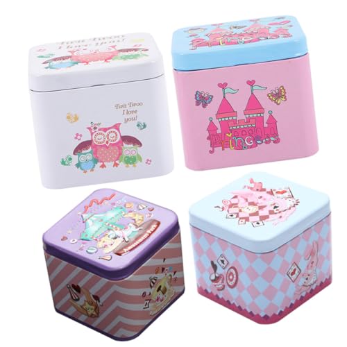 Luxshiny 4pièces Boîtes De Rangement Conteneurs De Bureau Pour Bijoux Papeterie Petites Motifs Lapin Château Hibou Cheval