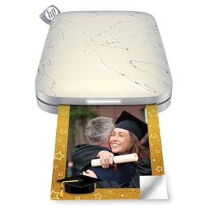 HP Sprocket Select Sofortbilddrucker, 2, 3 x 3, 4" (5, 8 x 8, 6 cm) Zink-Fotopapier mit Kleberückseite, kompatibel mit iOS- und Android-Geräten via Bluetooth, Weiß