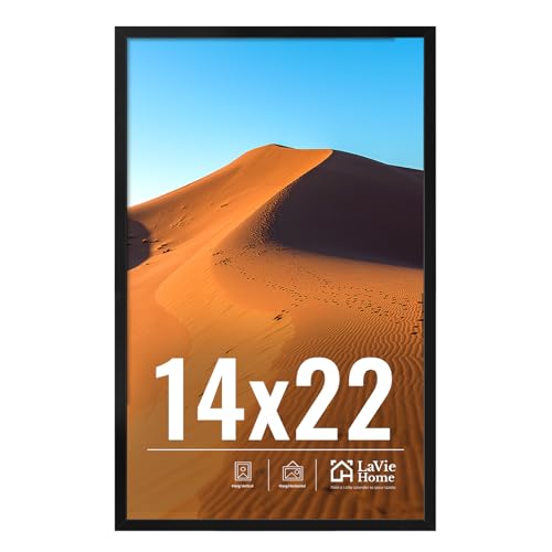 Image of LaVie Home 14x22 Picture Frame for Wall Display, 14x22 Black Picture Frame with HD Plexiglas, 14 x 22 Poster Frame 1 Pack, Display Frame for Vertical or Horizontal, Classic Collection