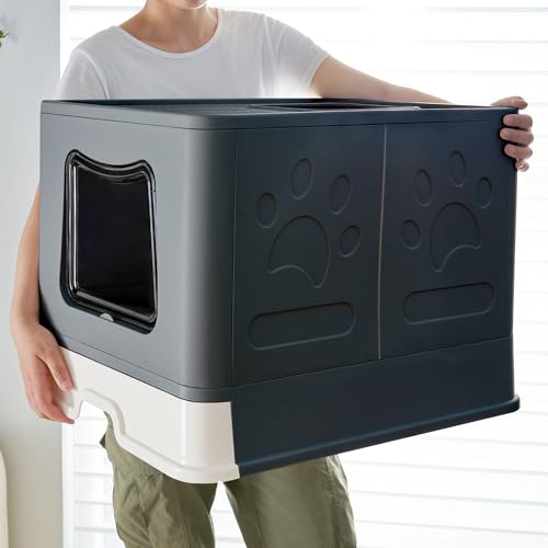 Arenero grande cubierto para gatos Vealind XL con tapa y pala miniatura 2