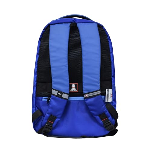 Image of SWISS MILITARY 30L Unisex Laptop Travel Backpack for 15.6-Inch Laptops - with Luggage Strap, Detachable Key Ring, Anti-Theft Pocket, Expandable Bottle Pocket for Office and College Use-Blue