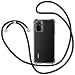 Produktbild SAMCASE Handykette Hülle für Xiaomi Redmi Note 10 4G/Xiaomi Redmi Note 10S, Necklace Hülle mit Kordel Transparent Silikon Handyhülle mit Kordel zum Umhängen Schutzhülle mit Band in Schwarz