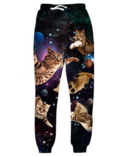 Men s Baggy Funny Galaxy Space Cat Print 3D Joggers Sport Sweatpant