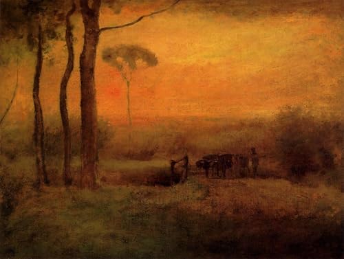 Tableau paysage pastoral coucher du soleil pour réchauffer un mur blanc 60x90