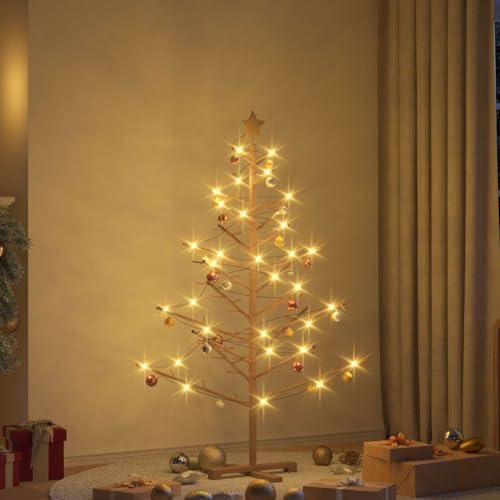 vidaXL 木製クリスマスツリー スタンド付き ブラウン 150 cm 無垢パイン材, リビングルーム, モダンな木製クリスマスツリー, ミニマリストデザイン, ベージュのホリデーデコレーション, 屋内のフェスティブデコール, シンプルなパイン [2]