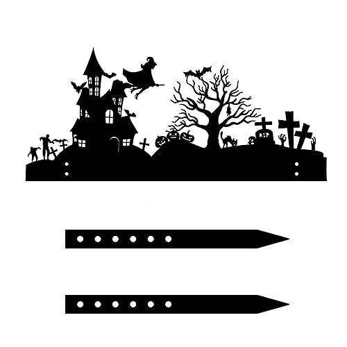 Bobbird Halloween Witch Outdoor Silhouette Metal Witch Garden Statue Halloween Decoration Garden Stakes for Patio, Garden, Lawn Outdoor Decoration