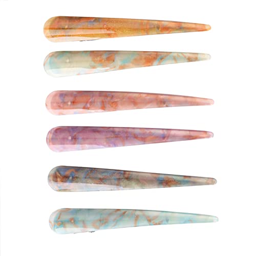 Livekiy 6 Pcs Alligator Hair Clips Non-Slip Duckbill Clips , 5.5 inch Durable Duckbill Metal Clips Polyester Acetic Acid Clips Ladies Hairpin for Women Thick and Thin Hair (cloud fog hairpin--6Pcs)