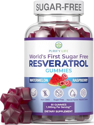 Sugar-Free Resveratrol Gummies - Potent Anti-Aging Antioxidant - Resveratrol Supplement to Support Digestive & Immune Health - Natural Herb for Cell Growth & Repair - Easy Chewable NMN Alternative