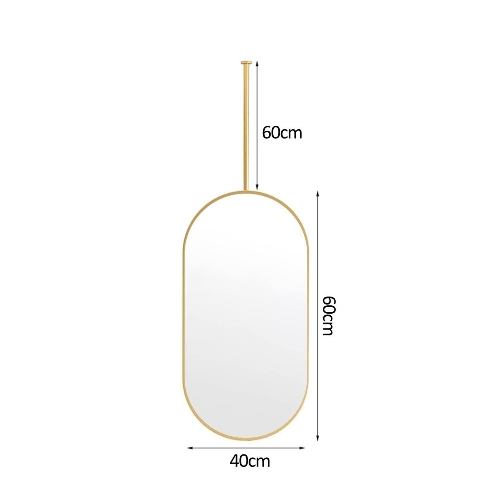 Specchio per Il Trucco da toeletta Galleggiante Dorato, Specchio da soffitto in Metallo con Asta per Appendere Il soffitto, Specchio Semplice Decorativo Chiaro e Pratico (Dimensioni : 40cmx6