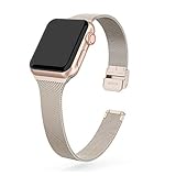 Pulseira Aço Milanês Fina, compatível com Apple Watch (38/40/41, Estelar)