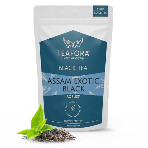 Image of TEAFORA Assam Exotic Black Tea | Unblended Loose Leaf Tea | Robust & Full Bodied | Freshly Sourced Direct From Origin | Brew Hot or as Iced Tea - 100g