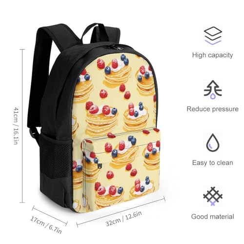 Pancake With Berries Travel Backpack Casual Daypack Shoulder Bag with Adjustable Shoulder Straps for Men Women2