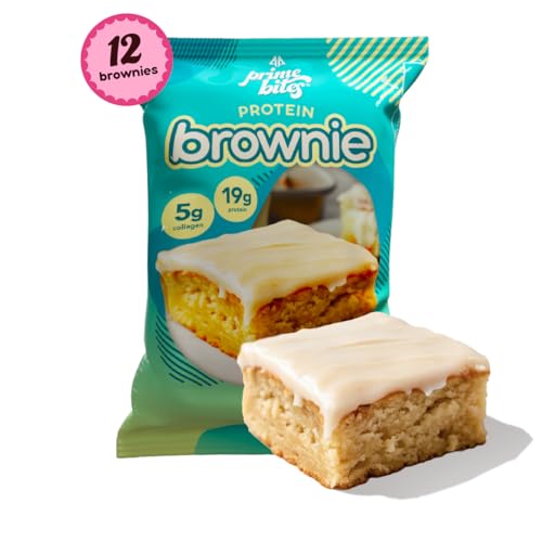 Image of Prime Bites High Protein Brownie Snack, Low Carb, Glazed Cinnamon Roll 12ct