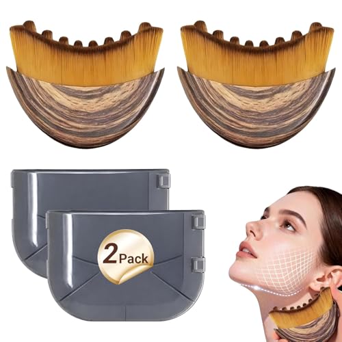 Lymphatic Drainage Massager Face Brush Lymphatic Contour Face Brush to Sculpt Jawline & Reduce Puffiness Double Chin Reducer Improves Skin Glow & Absorption Ergonomic Precise Fit 2 Pack